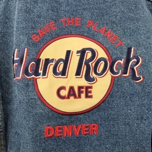 Hard Rock Cafe Denver vintage dark denim classic trucker jacket size S - Picture 8 of 9
